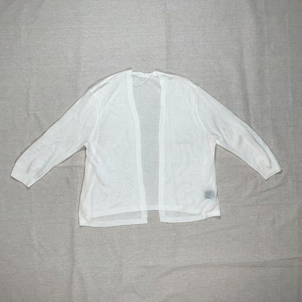 Worthington | Mesh 3/4 Length Sleeve Open-Front Cardigan | Large
